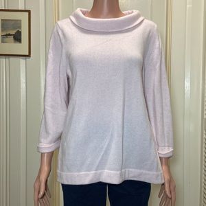 Pink Pure Collection Cashmere Mock Turtleneck ¾ Sleeves Pullover Sweater